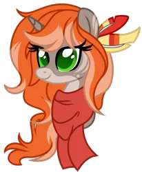 Size: 773x940 | Tagged: safe, artist:lupulrafinat, derpibooru import, oc, unofficial characters only, pony, unicorn, bust, clothes, eyelashes, female, horn, image, mare, png, scarf, simple background, smiling, solo, transparent background, unicorn oc