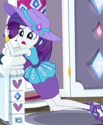 Size: 384x466 | Tagged: safe, derpibooru import, screencap, rarity, camping must-haves, equestria girls, equestria girls series, spoiler:eqg series (season 2), cropped, hat, image, png, solo