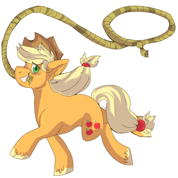 Size: 2000x2000 | Tagged: safe, artist:cinnamonsparx, derpibooru import, applejack, pony, image, lasso, mouth hold, png, rope, simple background, solo, transparent background