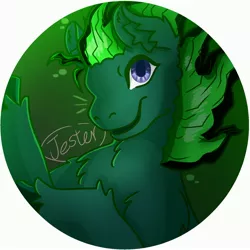 Size: 4096x4096 | Tagged: safe, artist:technology_shy, derpibooru import, oc, oc:mosskin, unofficial characters only, earth pony, pony, black mane, blue eyes, bust, chest fluff, ear fluff, face, image, jpeg, photo, solo