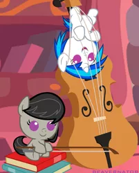 Size: 1920x2392 | Tagged: safe, artist:beavernator, derpibooru import, edit, octavia melody, vinyl scratch, earth pony, pony, unicorn, baby, baby pony, bow (instrument), cello, cello bow, cropped, cute, duo, female, filly, foal, image, jpeg, musical instrument, open mouth, open smile, smiling, tavibetes, vinylbetes