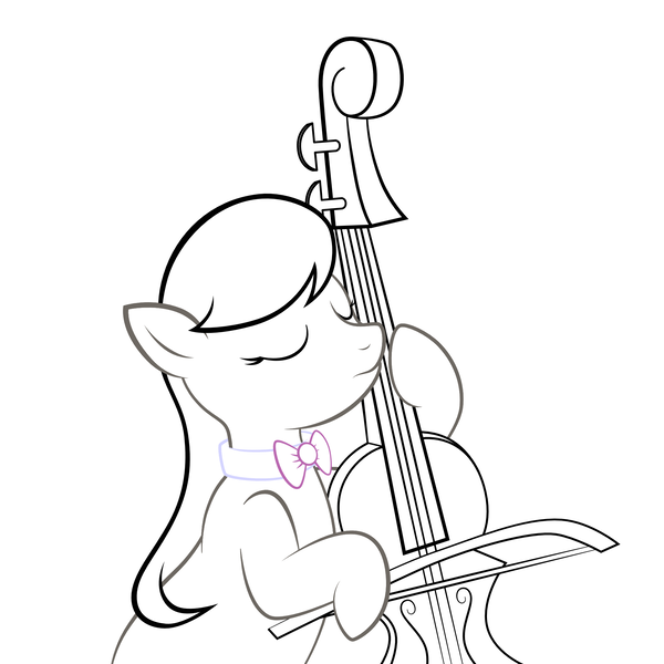 Size: 2048x2048 | Tagged: safe, derpibooru import, octavia melody, earth pony, pony, bipedal, cello, eyes closed, image, inkscape, lineart, lux brush, musical instrument, my little pony, png, simple background, vector, white background