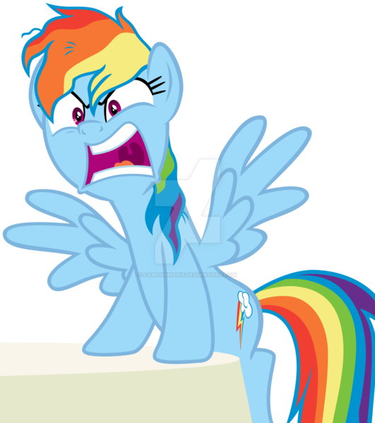 Size: 1920x2171 | Tagged: safe, artist:famousmari5, derpibooru import, rainbow dash, pegasus, pony, every little thing she does, season 6, angry, female, image, mare, obtrusive watermark, png, simple background, transparent background, vector, watermark, yelling