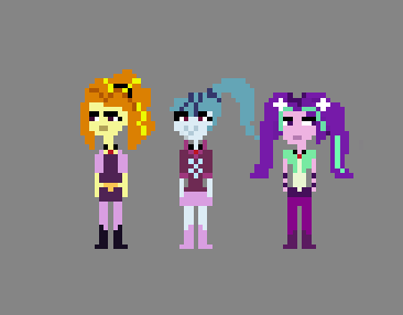 Size: 366x286 | Tagged: safe, artist:tjpones, derpibooru import, adagio dazzle, aria blaze, sonata dusk, equestria girls, female, gray background, image, pixel art, png, simple background, the dazzlings, trio