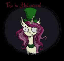 Size: 1020x973 | Tagged: safe, artist:alorix, derpibooru import, oc, oc:ella elixir, unofficial characters only, pony, unicorn, collar, crossover, hat, image, peach coat, pink mane, png, simple background, the nightmare before christmas, top hat