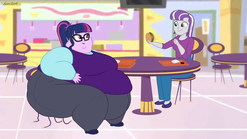 Size: 2560x1440 | Tagged: suggestive, artist:neongothic, derpibooru import, sci-twi, twilight sparkle, twilight velvet, equestria girls, bbw, belly, big belly, bingo wings, breasts, burger, busty sci-twi, butt, chair, chubby cheeks, double chin, fat, fat ass, fat boobs, fat face, fat fetish, female, fetish, food, french fries, furniture abuse, glasses, huge belly, huge butt, image, impossibly large belly, impossibly large butt, large butt, morbidly obese, mother and child, mother and daughter, obese, png, ponytail, sci-twilard, ssbbw, story included, the ass was fat, the ass was too fat, thighs, thunder thighs, twilard sparkle, twilight burgkle, twilight has a big ass, weight gain