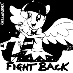 Size: 750x750 | Tagged: safe, artist:chameleonman55, derpibooru import, twilight sparkle, equestria girls, 80s, album cover, black and white, grayscale, image, microphone, monochrome, png, punk, singing