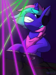 Size: 1280x1703 | Tagged: safe, artist:passionpanther, derpibooru import, oc, unofficial characters only, pony, unicorn, horn, image, jpeg, neon, party, rave, solo, unicorn oc