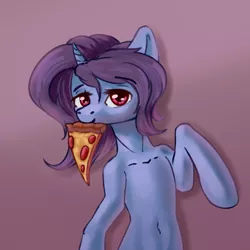 Size: 1000x1000 | Tagged: safe, artist:falses, derpibooru import, oc, unofficial characters only, pony, semi-anthro, unicorn, adorasexy, bedroom eyes, cute, digital art, female, food, high res, image, mare, pizza, png, sexy, shading, simple background, sketch, solo