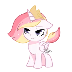 Size: 1024x1024 | Tagged: safe, artist:dixieadopts, derpibooru import, oc, oc:prince sunlight dream, unofficial characters only, alicorn, pony, colt, crown, foal, image, jewelry, male, offspring, parent:princess celestia, png, regalia, signature, smiling, smirk, solo