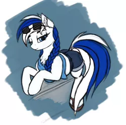 Size: 640x635 | Tagged: safe, artist:pony-way, derpibooru import, edit, editor:valencewubs1738, oc, oc:marussia, ponified, unofficial characters only, pony, bedroom eyes, blue eyes, braid, clothes, daisy dukes, denim shorts, female, happy, image, implied tail hole, multicolored mane, multicolored tail, nation ponies, png, protest, russia, sandals, shorts, smiling, solo, sunglasses, sunglasses on head, tail, tomboy, white-blue-white flag