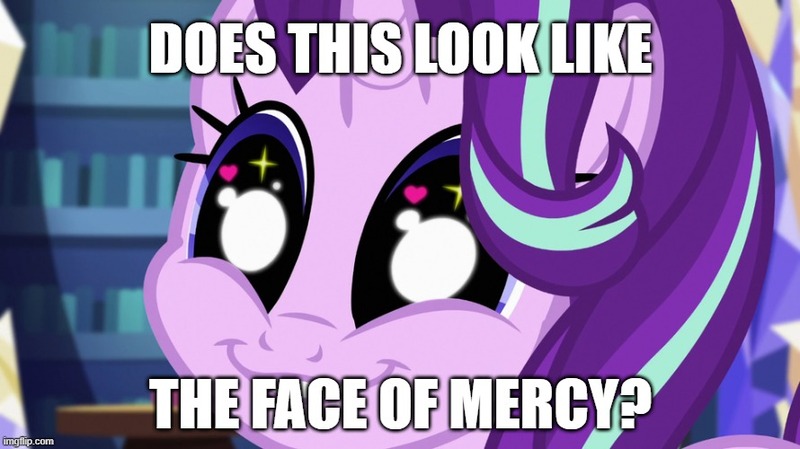 Size: 890x500 | Tagged: safe, derpibooru import, edit, edited screencap, screencap, starlight glimmer, equestria girls, mirror magic, spoiler:eqg specials, caption, close-up, cute, face of mercy, glimmerbetes, image, image macro, imgflip, jpeg, meme, sparkly eyes, text, wingding eyes