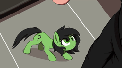 Size: 1920x1080 | Tagged: safe, artist:thebatfang, derpibooru import, oc, oc:anonfilly, ponified, human, pony, animated, behaving like a cat, female, filly, food, frame by frame, ham, image, meat, meme, meow, ponified meme, webm
