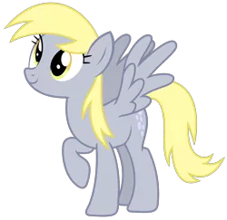 Size: 2888x2804 | Tagged: safe, artist:sketchmcreations, derpibooru import, derpy hooves, pegasus, pony, slice of life (episode), female, image, mare, png, raised hoof, simple background, smiling, spread wings, transparent background, vector, wings