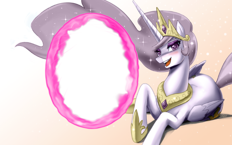 Size: 1440x900 | Tagged: safe, artist:johnjoseco, derpibooru import, edit, editor:lanceomikron, princess celestia, alicorn, pony, princess molestia, beautiful, bedroom eyes, best princess, big sexy, blushing, crown, ethereal mane, eyeshadow, female, flowing mane, folded wings, high res, hoof shoes, image, jewelry, looking at you, lying down, makeup, mare, meme template, open mouth, palette swap, peytral, png, portal, prone, recolor, regalia, solo, sparkles, wallpaper, wingding eyes, wings