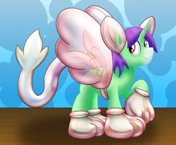 Size: 2250x1860 | Tagged: safe, artist:bladedragoon7575, derpibooru import, oc, oc:crescent star, unofficial characters only, crystal pony, sphinx, unicorn, clothes, cosplay, costume, crystal unicorn, fake ears, fake paws, fake tail, fake wings, fetish, image, inflatable, inflatable fetish, latex, paws, png, simple background