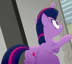 Size: 564x497 | Tagged: safe, derpibooru import, screencap, twilight sparkle, twilight sparkle (alicorn), alicorn, rainbow roadtrip, butt, cropped, image, plot, png, solo
