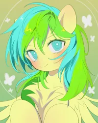 Size: 2800x3500 | Tagged: safe, artist:amo, derpibooru import, oc, oc:nature guard, unofficial characters only, pegasus, pony, blushing, chest fluff, heart eyes, image, looking at you, png, smiling, smiling at you, solo, wingding eyes