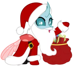 Size: 875x789 | Tagged: artist needed, safe, derpibooru import, ocellus, changedling, changeling, belt, boots, christmas, christmas changeling, clothes, coat, costume, cute, diaocelles, fake beard, female, gloves, hat, holiday, horn, image, looking at you, open mouth, png, present, raised hoof, sack, santa beard, santa claus, santa costume, santa hat, santa sack, shoes, simple background, solo, transparent background, vector