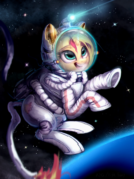 Size: 3000x4000 | Tagged: safe, artist:xyq, derpibooru import, sunset shimmer, pony, unicorn, astronaut, female, image, mare, open mouth, planet, png, solo, space, spacesuit, stars, zero gravity