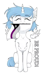 Size: 674x1114 | Tagged: safe, artist:lunciakkk, derpibooru import, oc, oc:seiko, unofficial characters only, alicorn, chest fluff, commission, ear fluff, flag, image, png, pride flag, pride month, simple background, solo, transparent background, ych result