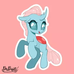 Size: 1200x1200 | Tagged: safe, artist:piripaints, derpibooru import, ocellus, changedling, changeling, female, image, jpeg, looking at you, open mouth, open smile, outline, simple background, smiling, solo, white outline