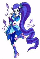 Size: 404x600 | Tagged: safe, derpibooru import, rarity, equestria girls, legend of everfree, alternate hairstyle, boots, clothes, crystal guardian, diamond, high heel boots, image, jpeg, shoes, simple background, solo, white background