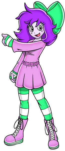 Size: 896x2063 | Tagged: safe, artist:clarissa arts, derpibooru import, oc, oc:mable syrup, unofficial characters only, human, equestria girls, boots, bow, clothes, deaf, dress, gray eyes, hair bow, image, platform boots, png, purple hair, shoes, simple background, socks, solo, sonic the hedgehog (series), striped socks, stylized, transparent background