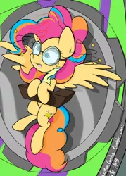 Size: 480x672 | Tagged: safe, artist:lightningnickel, derpibooru import, edit, oc, oc:golden gates, unofficial characters only, pegasus, pony, alternate hairstyle, babscon, circling stars, clothes, cropped, dizzitron, dizzy, female, image, mare, png, spread wings, stars, swirly eyes, uniform, wings, wonderbolt trainee uniform, wonderbolts