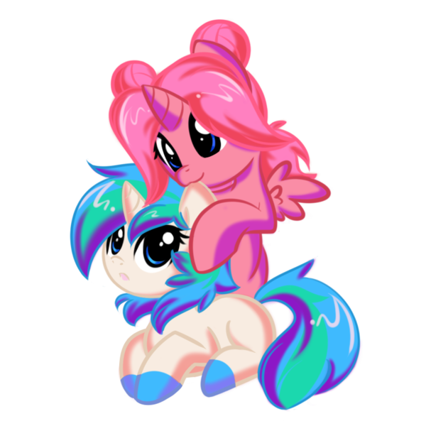 Size: 750x750 | Tagged: safe, artist:bamboodog, derpibooru import, oc, oc:beryl blossom, oc:cherry bloom, unofficial characters only, alicorn, pony, unicorn, biting, duo, ear bite, image, png, simple background, transparent background