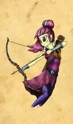 Size: 1024x1721 | Tagged: safe, artist:uweboll666, derpibooru import, sour sweet, equestria girls, friendship games, 2018, arrow, bow (weapon), bow and arrow, female, image, jpeg, solo, weapon