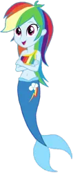 Size: 434x1024 | Tagged: safe, artist:fireluigi29, derpibooru import, rainbow dash, mermaid, equestria girls, clothes, crossed arms, fins, fish tail, image, mermaid tail, mermaidized, mermay, png, simple background, species swap, tail, transparent background, vector