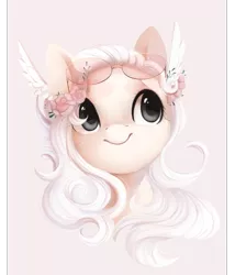 Size: 1140x1334 | Tagged: safe, artist:dammmnation, derpibooru import, oc, unofficial characters only, earth pony, pony, bust, earth pony oc, female, floral head wreath, flower, image, mare, png, simple background, smiling, solo
