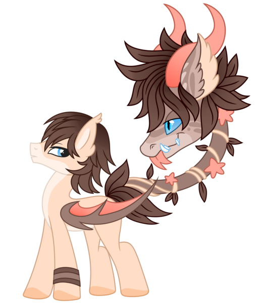 Size: 1280x1498 | Tagged: safe, artist:lupulrafinat, derpibooru import, oc, unofficial characters only, cow plant pony, monster pony, original species, plant pony, pony, augmented, augmented tail, bat wings, colored hooves, ear fluff, forked tongue, horns, image, male, plant, png, simple background, stallion, tail, transparent background, wings