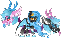 Size: 1280x813 | Tagged: safe, artist:lupulrafinat, derpibooru import, oc, unofficial characters only, cow plant pony, monster pony, original species, plant pony, pony, augmented, augmented tail, bat wings, bedroom eyes, ear fluff, fangs, forked tongue, horns, image, plant, png, raised hoof, simple background, tail, transparent background, wings