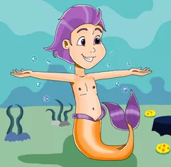 Size: 1128x1101 | Tagged: safe, artist:ocean lover, derpibooru import, tender taps, human, merboy, merman, arms in the air, background, belly button, boulder, chest, child, coral, cute, humanized, image, male, mermay, png, rock, sand, smiling, sponge, underwater