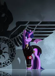 Size: 1936x2653 | Tagged: safe, artist:rublegun, edit, editor:anonymous, twilight sparkle, chromatic aberration removal, clothes, gun, handgun, image, luger, nazi, pistol, png, solo, uniform, weapon