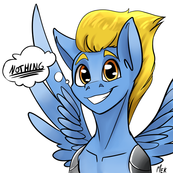 Size: 2500x2500 | Tagged: safe, artist:mekblue, derpibooru import, oc, pegasus, amputee, image, pegasus oc, png, profile picture, prosthetic limb, prosthetics, smiling, solo, wings