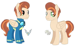 Size: 1911x1152 | Tagged: safe, artist:dyonys, derpibooru import, oc, oc:cinnamon, oc:ginger, pegasus, pony, brothers, cutie mark, image, male, png, siblings, simple background, stallion, transparent background, twins, wonderbolts