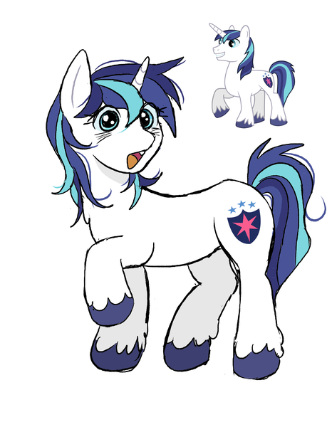 Size: 1300x1700 | Tagged: artist needed, safe, derpibooru import, shining armor, pony, unicorn, friendship is magic, cute, cutie mark, eyelashes, image, jpeg, open mouth, raised hoof, solo