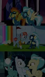Size: 1280x2160 | Tagged: safe, edit, edited screencap, editor:jerryakiraclassics19, screencap, fleetfoot, misty fly, soarin', spitfire, windy whistles, pegasus, pony, grannies gone wild, parental glideance, rarity investigates, '90s, clothes, female, goggles, image, male, mare, png, spread wings, stallion, uniform, wings, wonderbolts uniform