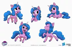 Size: 2083x1349 | Tagged: safe, artist:claudio naccari, boulder media, derpibooru import, official, izzy moonbow, pony, unicorn, my little pony: tell your tale, boulder media logo, concept art, female, g5, hasbro, hasbro logo, image, jpeg, logo, mare, my little pony logo, simple background, text, white background