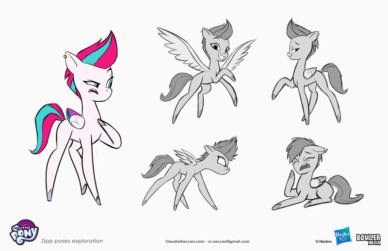 Size: 2083x1349 | Tagged: safe, artist:claudio naccari, boulder media, derpibooru import, official, zipp storm, pegasus, pony, my little pony: tell your tale, boulder media logo, concept art, female, g5, hasbro, hasbro logo, image, jpeg, logo, mare, my little pony logo, simple background, text, white background