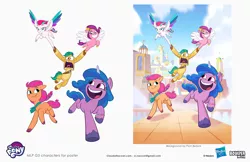 Size: 2083x1349 | Tagged: safe, artist:claudio naccari, artist:finnbarr martin, artist:piotr bzdura, boulder media, derpibooru import, official, hitch trailblazer, izzy moonbow, pipp petals, sunny starscout, zipp storm, earth pony, pegasus, pony, unicorn, my little pony: tell your tale, boulder media logo, concept art, female, g5, hasbro, hasbro logo, image, jpeg, logo, male, mane five (g5), mare, my little pony logo, simple background, stallion, text, white background