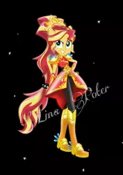 Size: 752x1063 | Tagged: safe, artist:mira.veike, derpibooru import, sunset shimmer, equestria girls, boots, clothes, crystal guardian, high heel boots, image, jpeg, shoes, solo