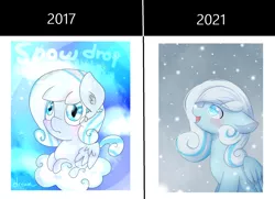 Size: 1843x1335 | Tagged: safe, artist:dddreamdraw, derpibooru import, oc, oc:snowdrop, unofficial characters only, pegasus, pony, 2017, 2021, art progress, blushing, female, image, looking up, open mouth, png, wings