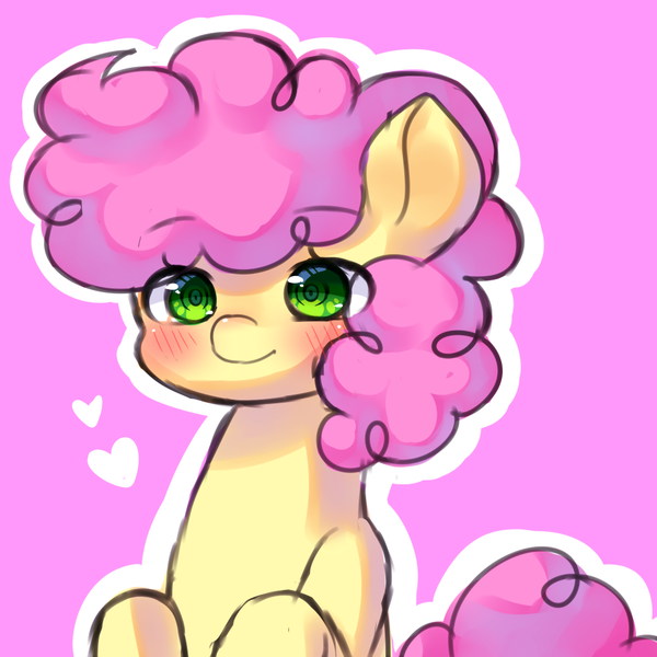 Size: 1000x1000 | Tagged: safe, artist:dddreamdraw, derpibooru import, li'l cheese, earth pony, pony, the last problem, blushing, colt, eye clipping through hair, foal, heart, image, male, pink background, png, simple background, solo, white background