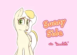 Size: 1958x1418 | Tagged: safe, artist:storyteller, derpibooru import, oc, oc:sunny side, earth pony, pony, cute, female, image, mare, png, pose, simple background, text, tongue out