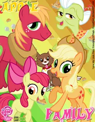 Size: 1091x1400 | Tagged: safe, artist:ravenevert, derpibooru import, apple bloom, applejack, big macintosh, granny smith, winona, dog, earth pony, pony, apple family, female, filly, foal, image, jpeg, male, mare, poster, stallion