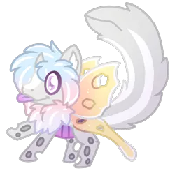 Size: 1507x1492 | Tagged: safe, artist:michini, derpibooru import, oc, unofficial characters only, changeling, hybrid, changeling oc, chest fluff, chibi, cute, image, png, requested art, simple background, solo, tail, tailmouth, tongue out, transparent background